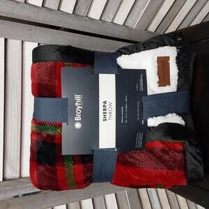 Red Plaid & White Sherpa Throw, (50" x 60") | Broyhill